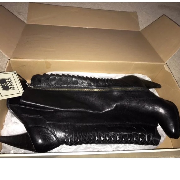 New Frye tall heeled boots twisted mikaela black 9 - Picture 2 of 8
